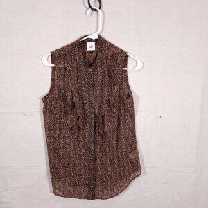 Cabi Tux Ruffle Button Front Sleeveless Blouse Womens Size XS Style #6319